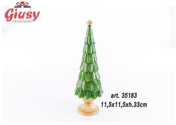 Albero Natalizio In Ceramica Colore Verde 11.5x11.5xH.33 Cm 1*12