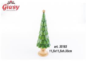 Albero Natalizio In Ceramica Colore Verde 11.5x11.5xH.33 Cm 1*12