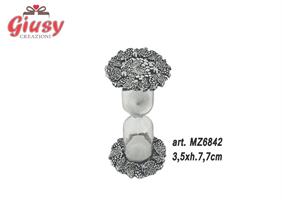 Clessidra In Vetro E Metallo Placcato Argento Decoro Uva 3,5xh.7,7 Cm
