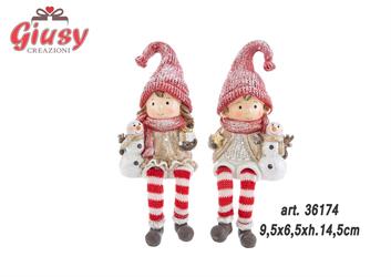 Bimbi Natalizi In Resina 2 Soggetti Assortiti 9.5x6.5xH.14.5 Cm 4*48