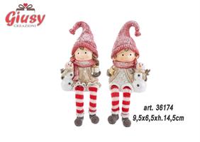 Bimbi Natalizi In Resina 2 Soggetti Assortiti 9.5x6.5xH.14.5 Cm 4*48