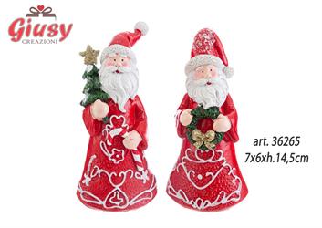 Babbo Natalw In Resina 2 Soggetti Assortiti 7x6xH.14,5 Cm 4*72
