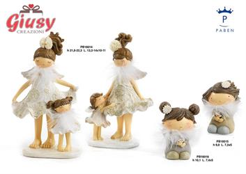 Gruppo Fatine Spiritose In Resina Con Piume 2 Soggetti Assortiti 22,3 Cm 4*12