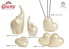 Elefante Stilizzato In Porcellana Decoro Oro Metallizzato 13,4 Cm 8*48