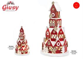 Villaggio Di Pan Di Zenzero In Resina Con Luce Led H.21,6 Cm 1*12
