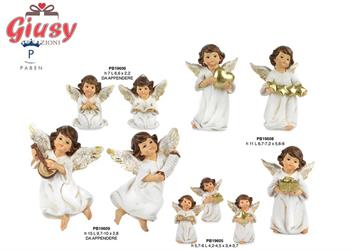 Appendino Angelo Con Rosario e Libro In Resina Bianca Con Decori Oro 2 Soggetti Assortiti H.7 Cm 12*192