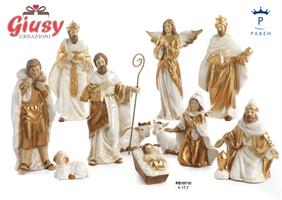 Set Presespe 11 Soggetti In Porcellana Colore Bianco E Oro Antico H.17,7 Cm 1*6