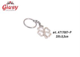 Portachiave Con Ciondolo Quadrifoglio In Metallo 3xH.9,5 Cm