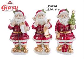 Portacandele Babbo Natale In Porcellana 3 Soggetti Assortiti 9x8,5xH.18 Cm 3*24