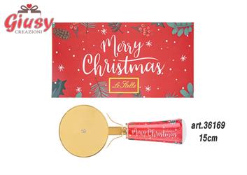 Tagliapizza In Ceramica Colore Rosso Con Scritta Merry Christmas 15 Cm Completo Di Scatola 1*36