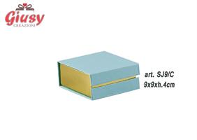 Scatola Degustazione Azzurra Con Dettagli Oro 9x9x4 Cm 6*72