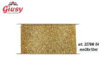Nastro Glitter Mesh Mm38x15 Metri Colore Oro