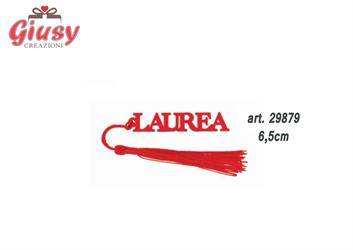 Decorazione Scritta Laurea In Legno Con Nappina Rossa 6,5 Cm 12*576