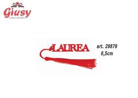Decorazione Scritta Laurea In Legno Con Nappina Rossa 6,5 Cm 12*576