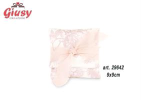 Sacchetto A Busta In Raso Con Fiocco In Chiffon Decoro Toile De Jouy Color Cipria 9x9 Cm 12*288