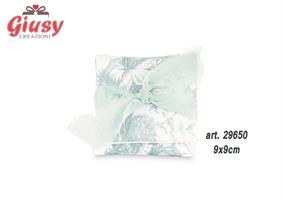 Sacchetto A Busta In Raso Con Fiocco In Chiffon Decoro Toile De Jouy Color Eucalipto 9x9 Cm 12*288