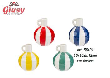 Vasetto In Porcellana Decoro Circus 4 Soggetti Assortiti 10x10xH.12 Cm Completo Di Shopper 4*24