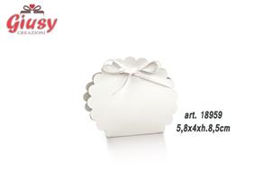Portaconfetti Borsa Rotonda Decoro Fibra Bianco 5,8x4xh.8,5 Cm 10*200