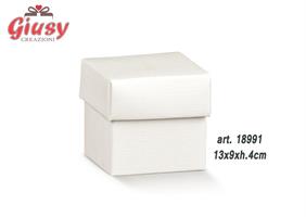 Scatola Fondo e Coperchio Decoro Fibra Bianco 13x9xh.4 Cm 10*200