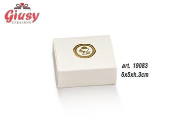 Scatola Degustazione Cassetto Quadrato Decoro Fibra Bianco Con Stampa A Caldo Comunione 6x5xh.3 Cm 10*200