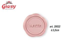 Applicazione In Ceralacca Color Cipria Con Scritta Love + Adesivo Diametro 3,5 Cm 12*576