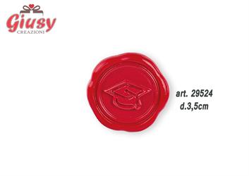 Applicazione In Ceralacca Color Rosso Con Tocco + Adesivo Diametro 3,5 Cm 12*576
