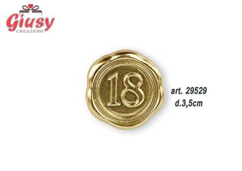 Applicazione In Ceralacca Color Oro Con Numero 18 + Adesivo Diametro 3,5 Cm 12*576