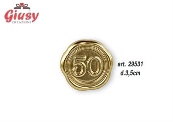 Applicazione In Ceralacca Color Oro Con Numero 50 + Adesivo Diametro 3,5 Cm 12*576