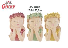 Vasetto Mezzobusto Ragazza In Ceramica 3 Soggetti Assortiti 17,5xH.25,5 Cm 3*12
