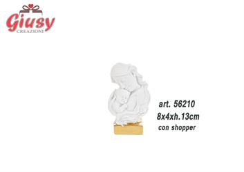 Maternità Stilizzata In Resina Color Bianco 8x4xH.13 Cm Completo Di Shopper 1*72