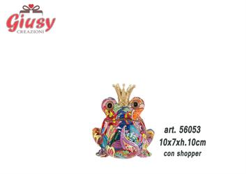 Rana In Resina Multicolor 10x7xH.10 Cm Completo Di Shopper 1*48