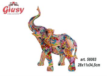 Elefante In Resina Multicolor 28x11xH.34,5 Cm 1*6
