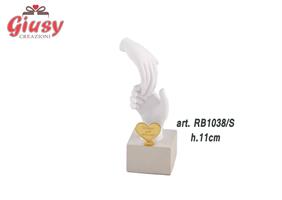 Hand & Hand In Resina Da Appoggio Con Luce Led H.11 Cm Completo Di Scatola 1*48