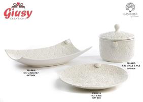 Biscottiera In Ceramica Decoro Merletto Con Cuore H.13 Cm Completo Di Scatola 1*24