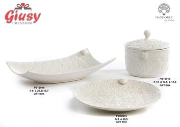 Piattino In Ceramica Decoro Merletto Con Cuore 20.5 Cm Completo Di Scatola 1*24