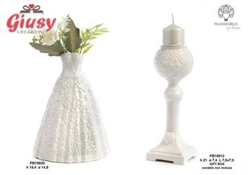 Vaso Abito Da Sposa Con Cuori In Ceramica Cor Bianco H.19,4 Cm 2*8