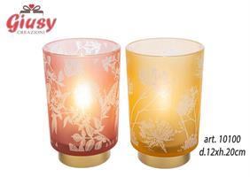 Lampada In Vetro Decorato 2 Soggetti Assortiti d.12xH.20 Cm 2*12