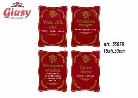Mattonella Poggia Pentola In Ceramica Per Laurea Con 4 Frasi Assortite 15xH.20 Cm 4*48