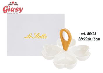 Antipastiera In Porcellana Con Ciotole A Cuore 22x22xH.16 Cm Completa Di Scatola 1*16