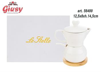 Zuccheriera-Moka In Porcellana Color Bianco 12,5x8xH.14,5 Cm Completo Di Scatola 1*24