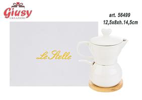 Zuccheriera-Moka In Porcellana Color Bianco 12,5x8xH.14,5 Cm Completo Di Scatola 1*24