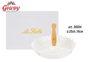Antipastiera In Porcellana Con Base In Legno d.25xH.16 Cm Completo Di Scatola 1*8