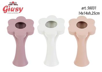 Vaso In Ceramica A Forma Di Fiore 3 Colori Assortiti 14x14xH.25 Cm 3*9