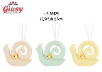 Lumaca Profumatore In Porcellana 3 Colori Assortiti 12,5x5xh.9,5 Cm Completo Di Scatola 3*24