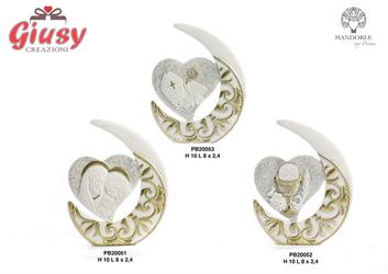Mezzaluna Con Cuore In Resina Raffigurante Calice Spiga E Uva H.10 Cm 12*120
