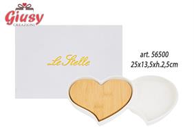 Antipastiera A Cuore In Porcellana Color Bianco 25x13,5xH.2,5 Cm Completa Di Scatola 1*24