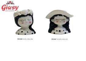 Vasetto Mezzobusto Ragazza Con Conchiglie In Porcellana H.12 Cm 2*36