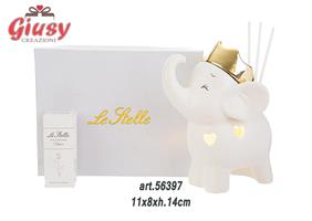 Elefantino In Porcellana Con Led 11X8xH.14 Cm Completo Di Scatola 1*24