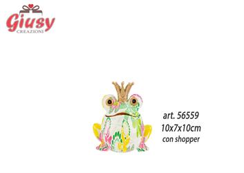 Rana In Resina Flowercolor 10x7xH.10 Cm Completo Di Shopper 1*48