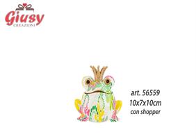 Rana In Resina Flowercolor 10x7xH.10 Cm Completo Di Shopper 1*48